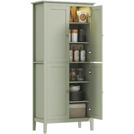 Buffet cuisine avec LED réglable et détecteur de mouvement, meuble de rangement haut vert, 80 x 40 x 176,5 cm