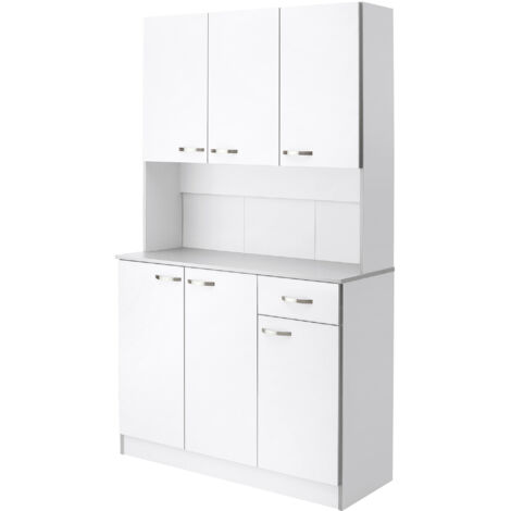 Buffet cuisine contemporain multi-rangements 6 portes 1 tiroir grand plateau