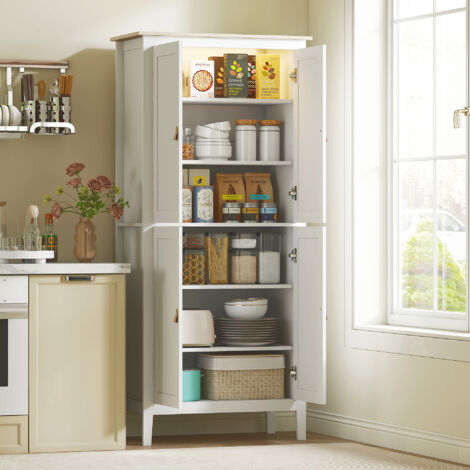 Buffet cuisine. meuble cuisine rangement haut avec LED réglable et détecteur de mouvement. 80 x 40 x 176.5 cm. blanc
