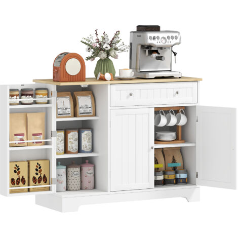 Buffet cuisine. meuble de rangement avec 3 portes. tiroir. étagères de porte et étagère réglable. 105x40x83cm. blanc