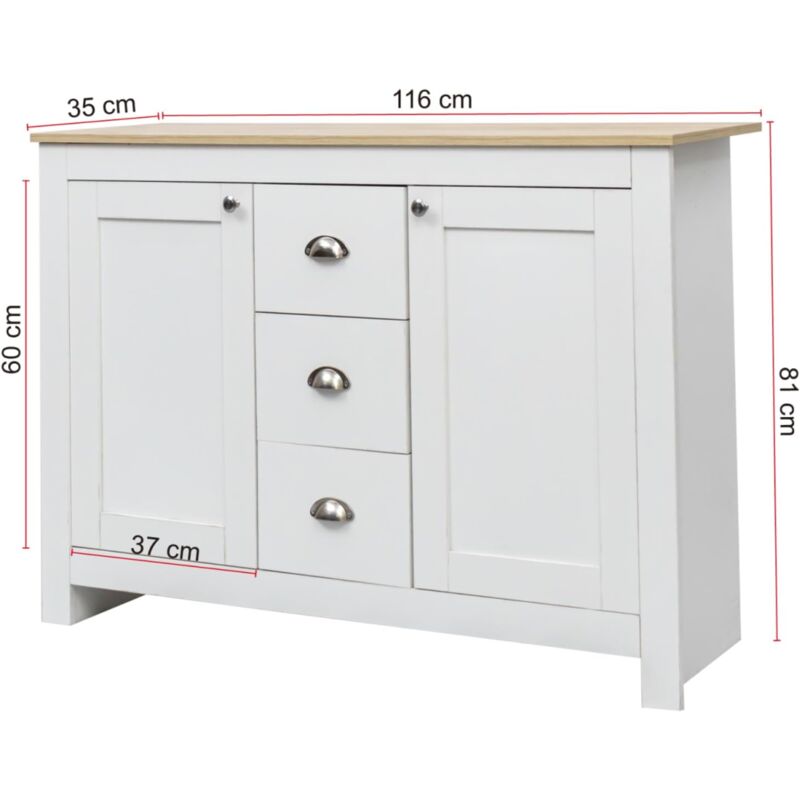 Aiducho - Buffet Cusine, Armoire de Salon avec étagère réglable, avec 2 Portes et 3 Tiroirs, Meuble de Rangement Commode pour Salle à Manger Salon