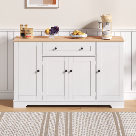 Buffet da Cucina (138 cm) con Cassetto, Ante e Ripiani Regolabili, Design Moderno, Anti-ribaltamento