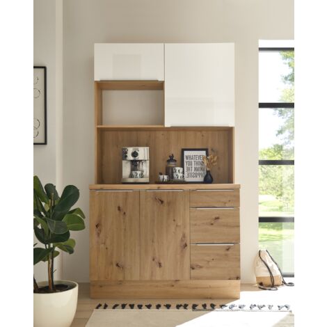 Buffet da cucina Marleen Premium 120 cm Bianco Artigianale Rovere Respecta