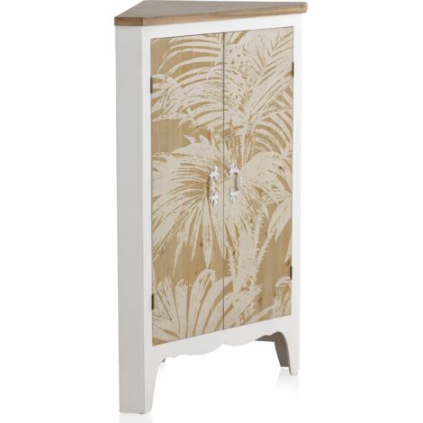 Buffet d'angle blanc bois naturel style urbain élégant - blanc et bois naturel clair