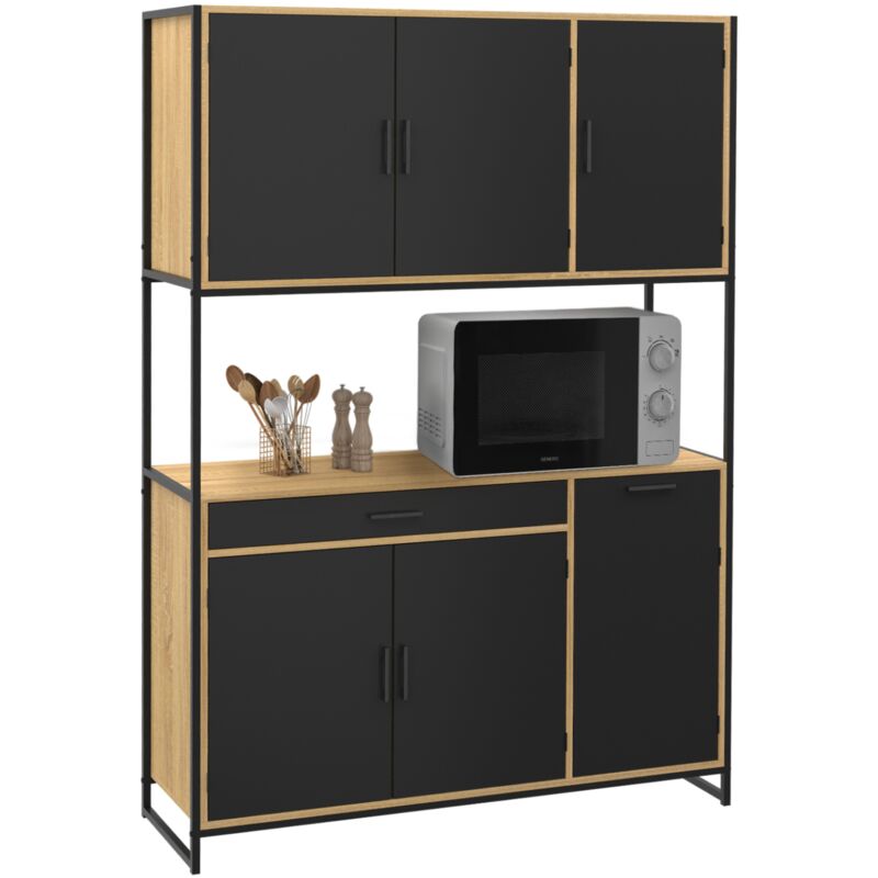 Buffet de cuisine 120 cm boston meuble 6 portes design industriel + tiroir