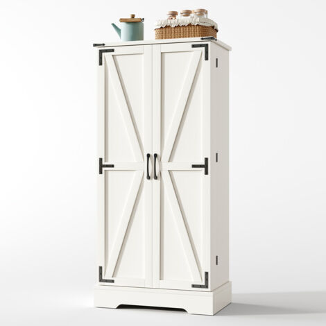 Buffet de cuisine 128,5 cm – Meuble de rangement style campagne avec LED, 2 portes et étagères réglables – Pour salon ou petite salle à manger