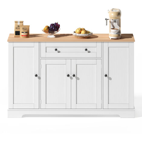 Buffet De Cuisine (138 Cm) Avec Tiroir,portes Et Étagères Réglables,design Moderne,anti-basculement