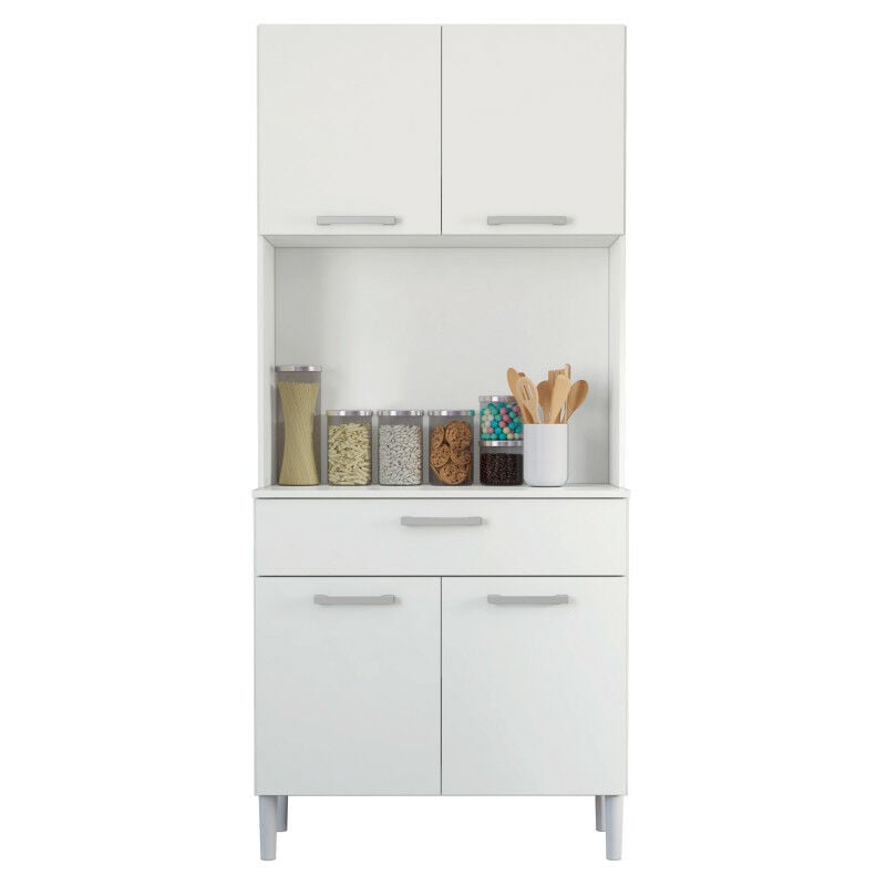 Beaux Meubles Pas Chers - Buffet de Cuisine 4 Portes 1 Tiroir Blanc 3 Niches l 80 h 180 p 36.3 cm