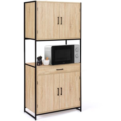 Buffet de cuisine 80 CM DETROIT meuble 4 portes design industriel + tiroir