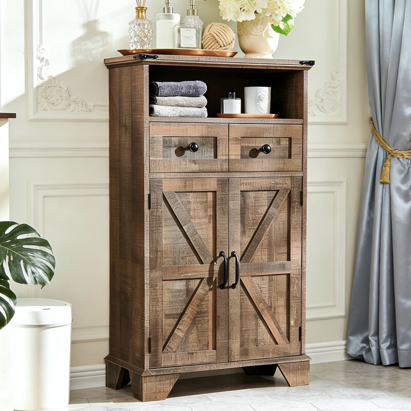 Armoire murale de salle de bain style campagnard, 2 portes battantes, 1 tiroir et étagère réglable - Idéal pour salle de bain, cuisine et salon