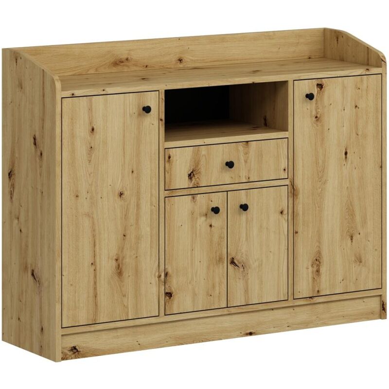 Vente-unique - Buffet de cuisine avec 4 portes, 1 tiroir et 1 niche - Naturel - mizota