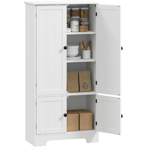 Buffet de cuisine avec 4 portes avec 2 placards et étagère réglable, 58,2x30x123 cm, blanc