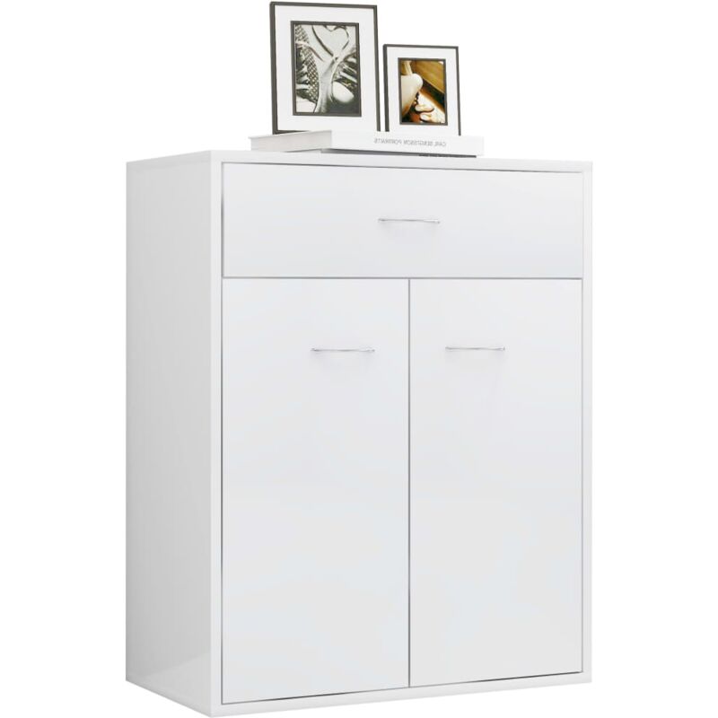 Buffet De Cuisine Buffet Bahut Blanc brillant 60x30x75 cm Aggloméré