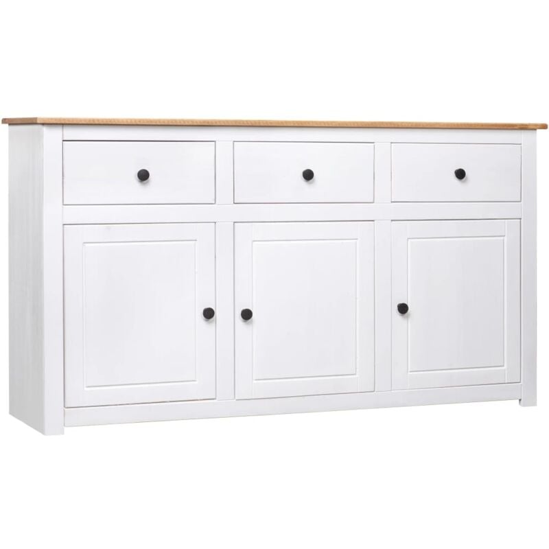 Maison Chic - Buffet De Cuisine Buffet bas - Meuble de rangement - Blanc 135x40x80 cm Pin solide Gamme Panama