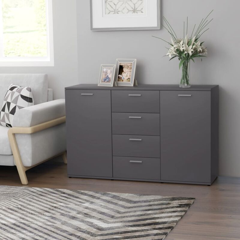 Buffet De Cuisine Buffet bas - Meuble de rangement - Gris 120x35,5x75 cm Aggloméré