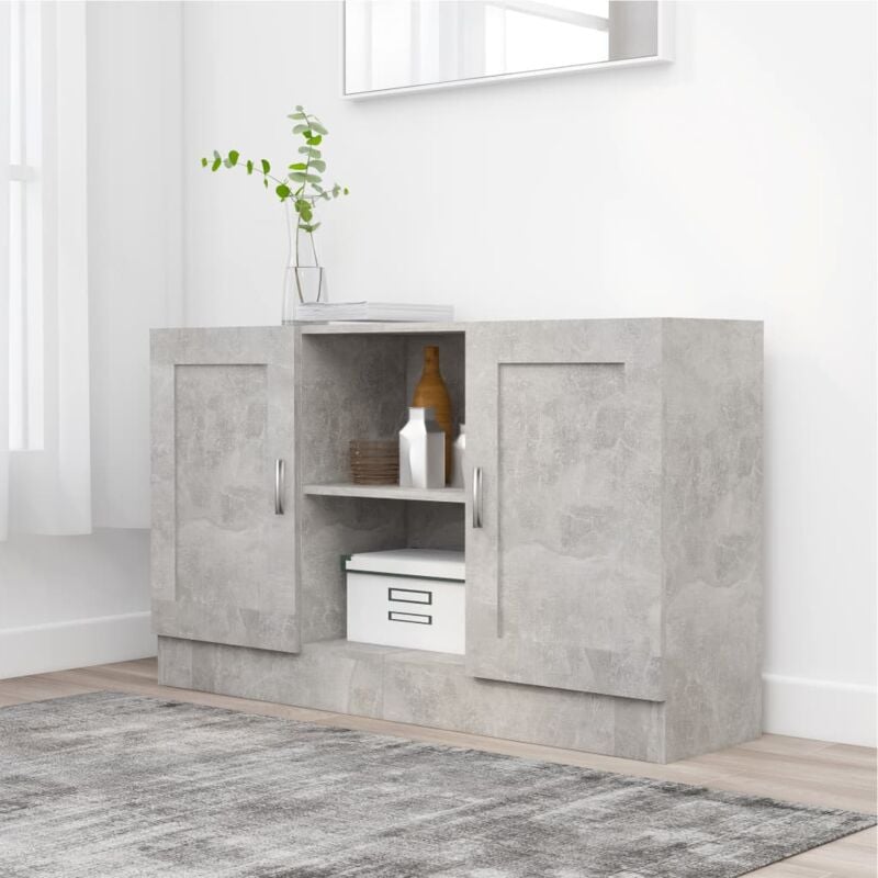 Buffet De Cuisine Buffet bas - Meuble de rangement - Gris béton 120x30,5x70 cm Aggloméré