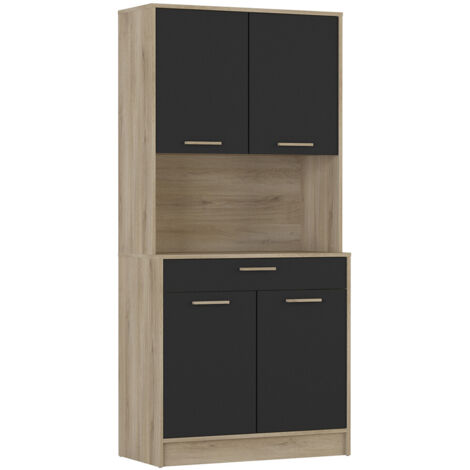 Buffet de cuisine contemporain chêne/noir Roxana