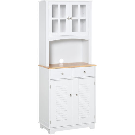 Buffet de cuisine haut, buffet en bois blanc, placard de garde-manger style classique, blanc, 68x39,5x170cm