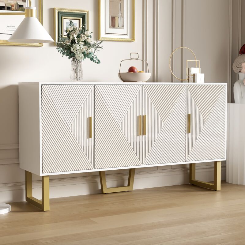 Buffet de luxe moderne - Commode à 4 portes - Portes texturées
