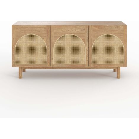 Buffet de madera maciza de mindi y ratán - Delya