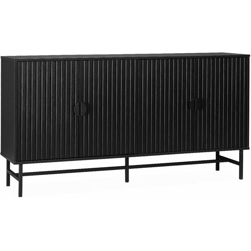 Buffet de rangement noir. Bazalt. quatre portes. deux étagères. buffet haut. vaisselier. l 157.5 x l 39 x h 83cm