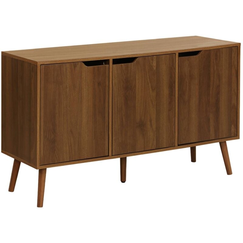 Buffet de rangement effet bois de noyer 3 portes et 3 étagères. buffet bas. 120cm