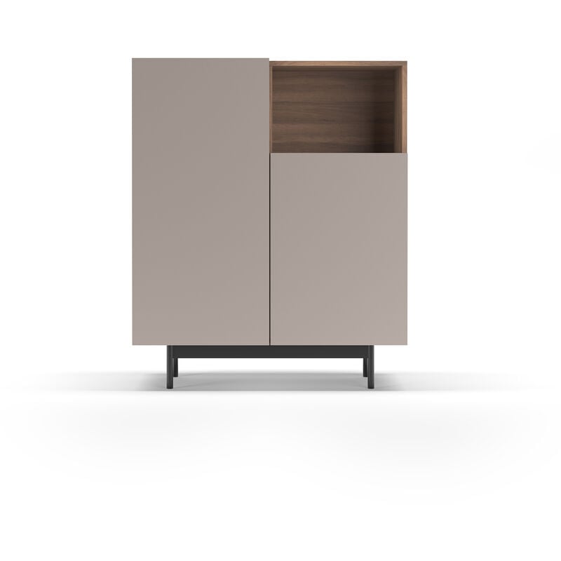 Buffet de rangement en mélamine, collection printed, avec 2 portes, couleur noyer taupe