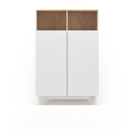 Buffet de rangement haut en mélamine, collection PRINTED, avec 2 portes, couleur chêne clair - blanc
