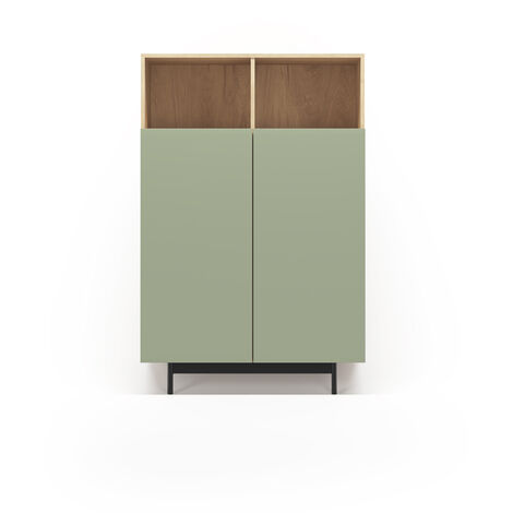 Buffet de rangement haut en mélamine, collection PRINTED, avec 2 portes, couleur chêne clair - vert