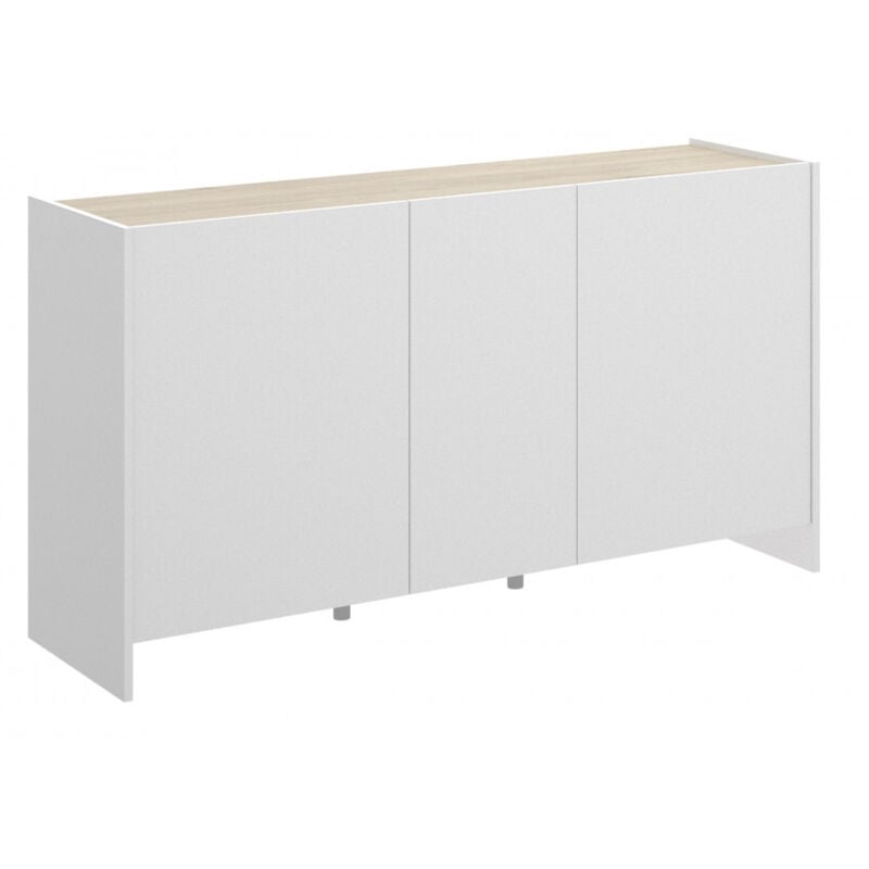Madia 138 cm blanc mat et moka clair naturel avec trois portes - Trani