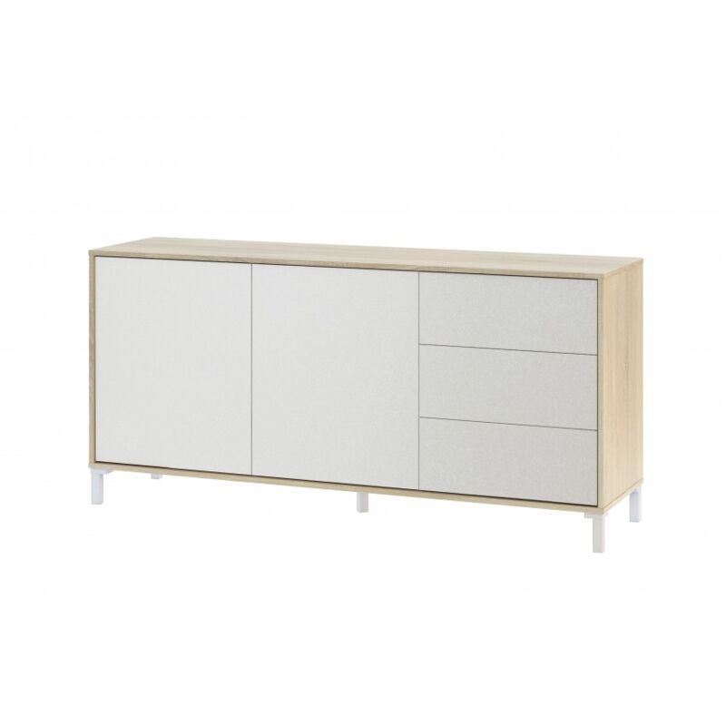 Buffet 154 cm blanc mat et chêne canadien - Mineo