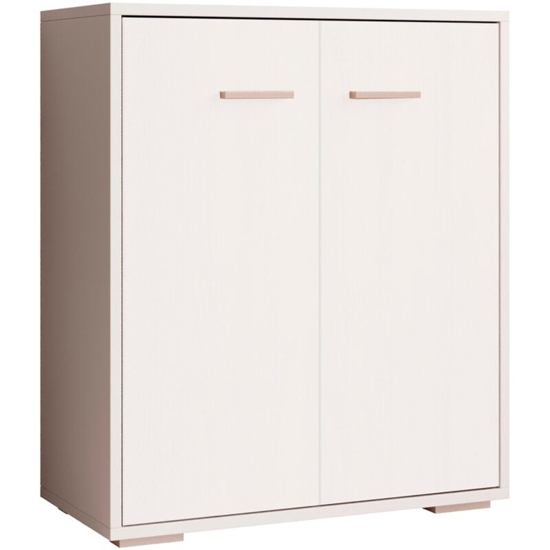 Design Ameublement - Buffet de salon bas 2 portes 60x71x30cm Meuble de rangement Modèle Lander Couleur Blanc Finition mat
