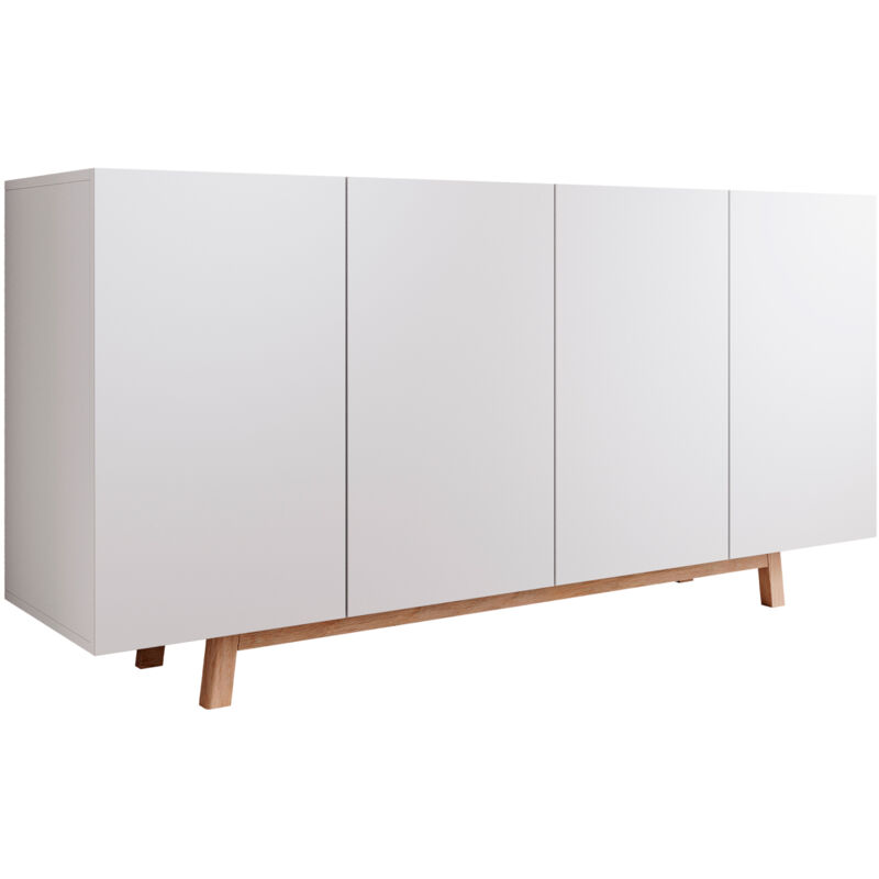 Design Ameublement - Buffet de salon bas 4 portes 166x79x40cm Meuble de rangement Modèle siena Couleur Blanc Finition mat