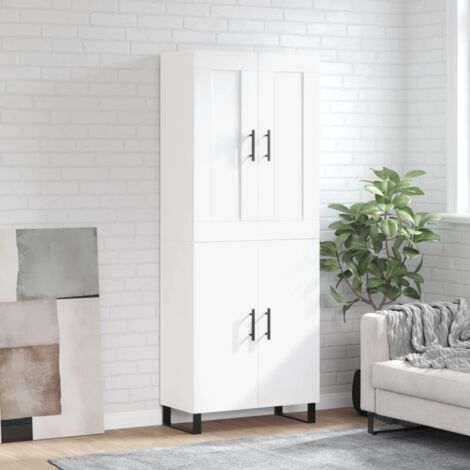 Buffet de Salon,Buffet Commode industriel haut Blanc 69,5x34x180 cm Bois d'ingénierie -QS70353
