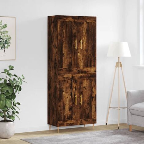 Buffet de Salon,Buffet Commode industriel haut Chêne fumé 69,5x34x180 cm Bois d'ingénierie -QS37043