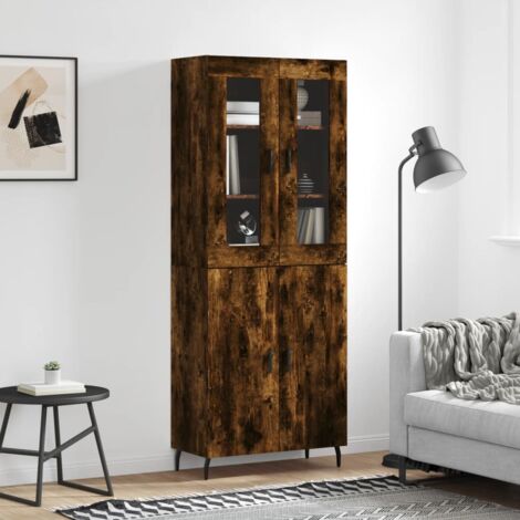 Buffet de Salon,Buffet Commode industriel haut Chêne fumé 69,5x34x180 cm Bois d'ingénierie -QS62196