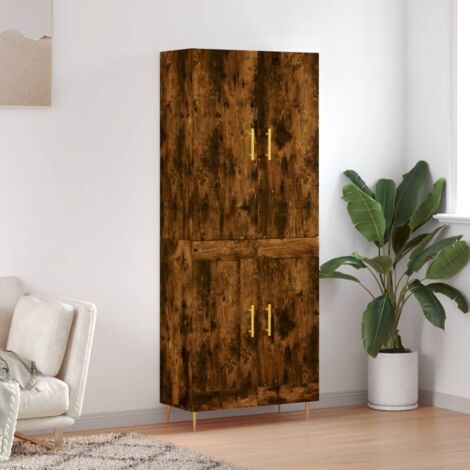 Buffet de Salon,Buffet Commode industriel haut Chêne fumé 69,5x34x180 cm Bois d'ingénierie -QS92719