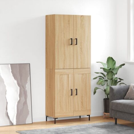 Buffet de Salon,Buffet Commode industriel haut Chêne sonoma 69,5x34x180 cm Bois d'ingénierie -QS34579