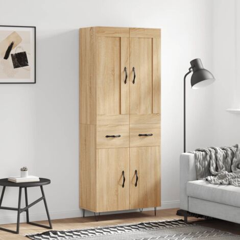 Buffet de Salon,Buffet Commode industriel haut Chêne sonoma 69,5x34x180 cm Bois d'ingénierie -QS57981
