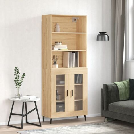 Buffet de Salon,Buffet Commode industriel haut Chêne sonoma 69,5x34x180 cm Bois d'ingénierie -QS60880