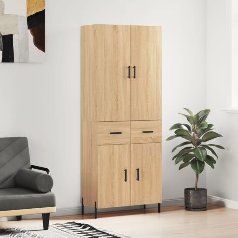 Buffet de Salon,Buffet Commode industriel haut Chêne sonoma 69,5x34x180 cm Bois d'ingénierie -QS66292
