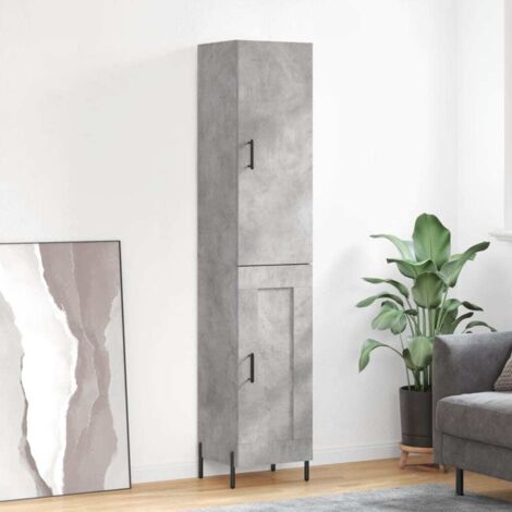 Buffet de Salon,Buffet Commode industriel haut Gris béton 34,5x34x180 cm Bois d'ingénierie -QS19575