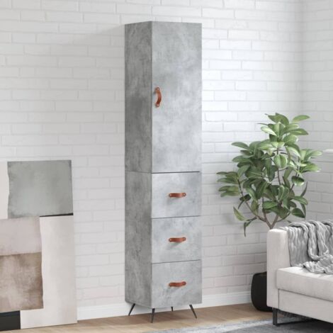 Buffet de Salon,Buffet Commode industriel haut Gris béton 34,5x34x180 cm Bois d'ingénierie -QS28360