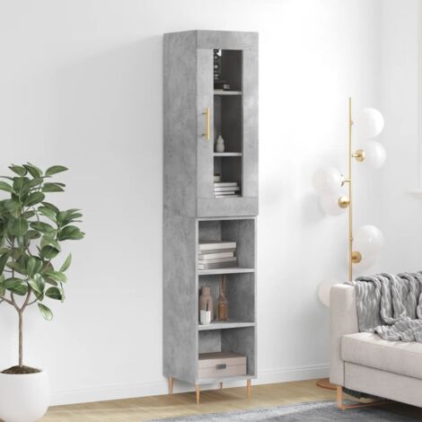 Buffet de Salon,Buffet Commode industriel haut Gris béton 34,5x34x180 cm Bois d'ingénierie -QS41570