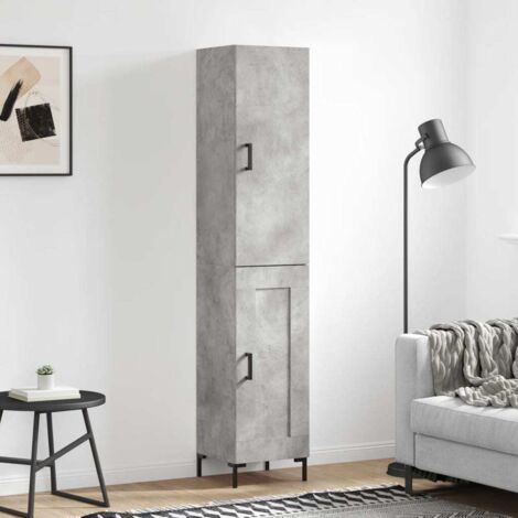 Buffet de Salon,Buffet Commode industriel haut Gris béton 34,5x34x180 cm Bois d'ingénierie -QS53545