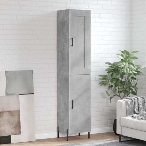 Buffet de Salon,Buffet Commode industriel haut Gris béton 34,5x34x180 cm Bois d'ingénierie -QS85907