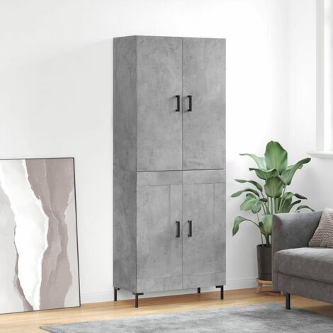 Buffet de Salon,Buffet Commode industriel haut Gris béton 69,5x34x180 cm Bois d'ingénierie -QS18018