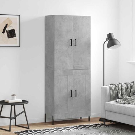 Buffet de Salon,Buffet Commode industriel haut Gris béton 69,5x34x180 cm Bois d'ingénierie -QS26868