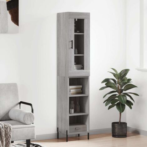 Buffet de Salon,Buffet Commode industriel haut Sonoma gris 34,5x34x180 cm Bois d'ingénierie -QS23905