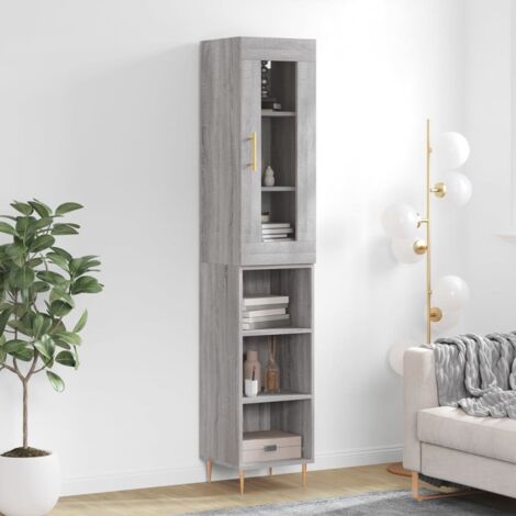 Buffet de Salon,Buffet Commode industriel haut Sonoma gris 34,5x34x180 cm Bois d'ingénierie -QS29846